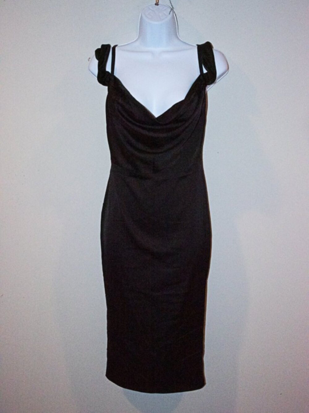 NWT Oh Polly "Giada" Cowl Neck Midi Dress  Black Size 4